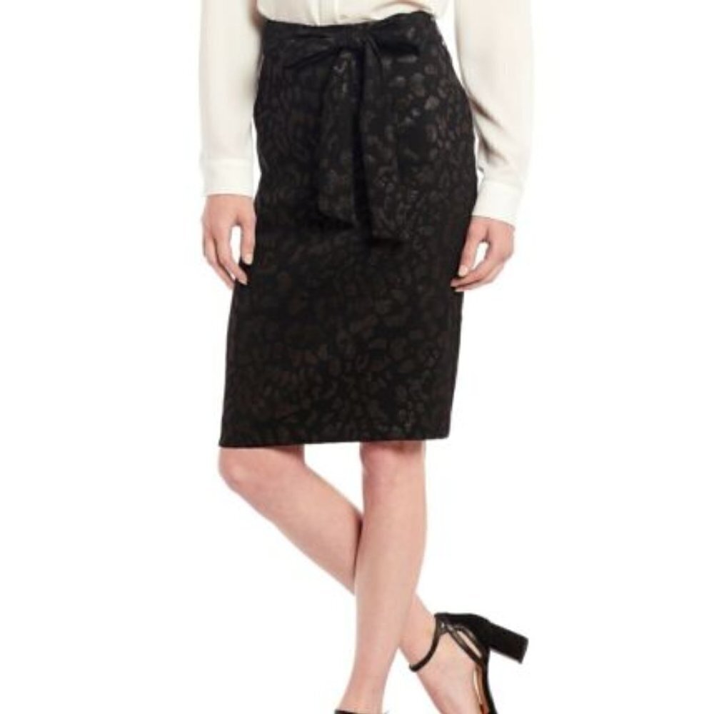 Alex Marie Leopard Print Skirt Women's Size 6 Black Animal Print